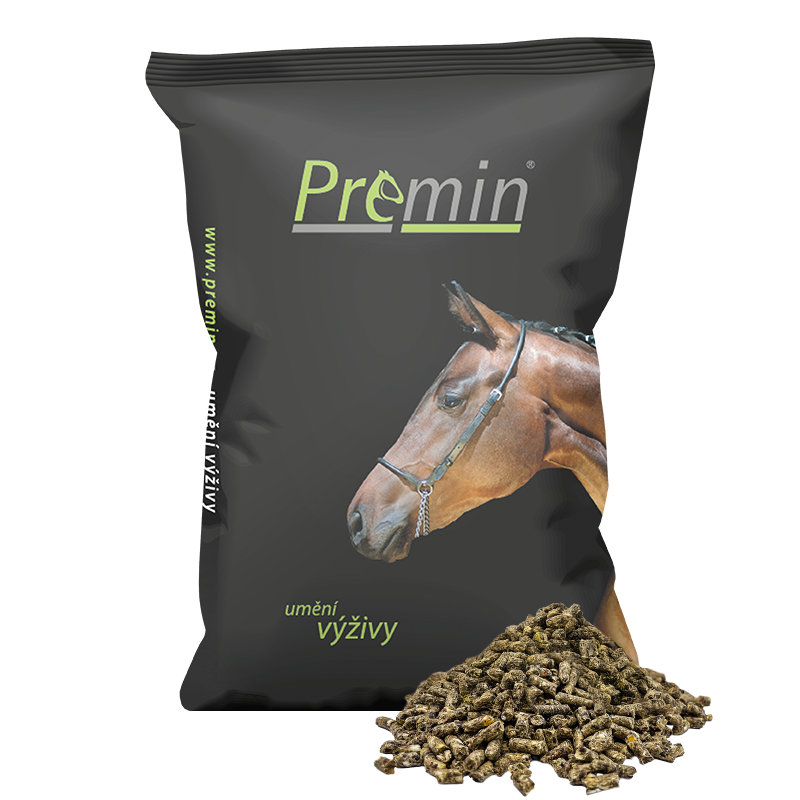 Premin® Horse Pellets METABOLIC CARE Granulované bezobilné doplňkové krmivo pro koně se sklony k obezitě a s metabolickými syndromy (PSSM, EMS, Cushing apod.